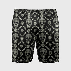 Шорты спортивные мужские Узор с черепами Pattern with skulls, цвет: 3D-принт