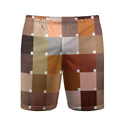 Шорты спортивные мужские Brown squares, цвет: 3D-принт