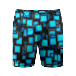 Шорты спортивные мужские Геометрия - синие квадраты, цвет: 3D-принт
