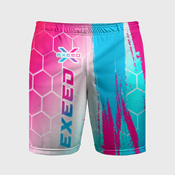 Мужские спортивные шорты Exeed neon gradient style: по-вертикали
