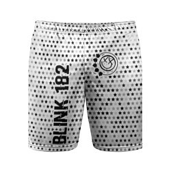 Мужские спортивные шорты Blink 182 glitch на светлом фоне: надпись, символ