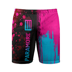 Шорты спортивные мужские Paramore - neon gradient: по-вертикали, цвет: 3D-принт