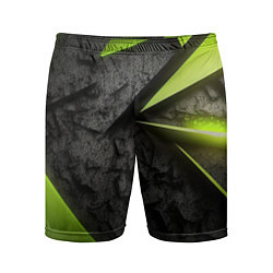 Шорты спортивные мужские Зеленые абстрактные осколки, цвет: 3D-принт