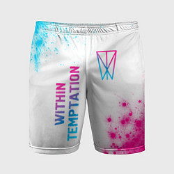 Шорты спортивные мужские Within Temptation neon gradient style: надпись, си, цвет: 3D-принт