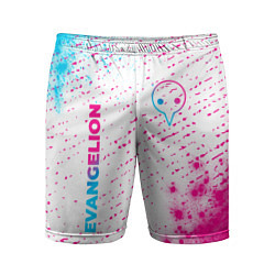 Мужские спортивные шорты Evangelion neon gradient style: надпись, символ