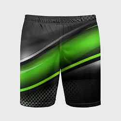 Мужские спортивные шорты Зеленая объемная полосы