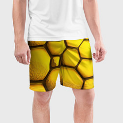Шорты спортивные мужские Желтые объемные плиты, цвет: 3D-принт — фото 2