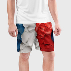 Шорты спортивные мужские Текстура пластилина белая синяя красная, цвет: 3D-принт — фото 2
