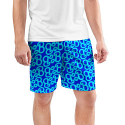Шорты спортивные мужские Логотип Барби - синий паттерн, цвет: 3D-принт — фото 2