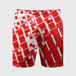 Шорты спортивные мужские Киберпанк квадраты красные, цвет: 3D-принт