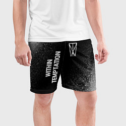 Шорты спортивные мужские Within Temptation glitch на темном фоне: надпись,, цвет: 3D-принт — фото 2