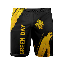 Мужские спортивные шорты Green Day - gold gradient: надпись, символ