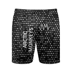 Мужские спортивные шорты Arctic Monkeys glitch на темном фоне: надпись, сим