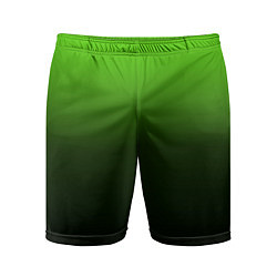 Шорты спортивные мужские Градиент ядовитый зеленый - черный, цвет: 3D-принт