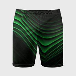 Шорты спортивные мужские Зеленые линии абстракция, цвет: 3D-принт
