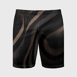 Шорты спортивные мужские Черный абстрактный узор, цвет: 3D-принт