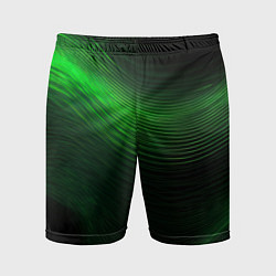 Шорты спортивные мужские Зеленое свечение абстракция, цвет: 3D-принт