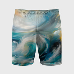 Шорты спортивные мужские Штормовые волны океана, цвет: 3D-принт