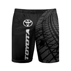 Шорты спортивные мужские Toyota speed на темном фоне со следами шин: по-вер, цвет: 3D-принт
