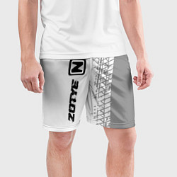 Шорты спортивные мужские Zotye speed на светлом фоне со следами шин: по-вер, цвет: 3D-принт — фото 2