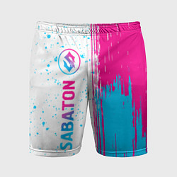 Шорты спортивные мужские Sabaton neon gradient style: по-вертикали, цвет: 3D-принт