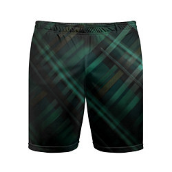 Шорты спортивные мужские Тёмно-зелёная шотландская клетка, цвет: 3D-принт