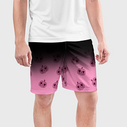 Шорты спортивные мужские Черно-розовый градиент и хэллоуинские тыквы паттер, цвет: 3D-принт — фото 2