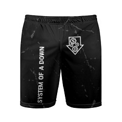 Мужские спортивные шорты System of a Down glitch на темном фоне вертикально