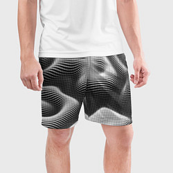 Шорты спортивные мужские Чёрно белый точечный абстрактный фон, цвет: 3D-принт — фото 2
