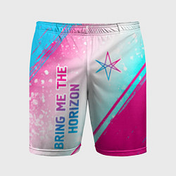 Мужские спортивные шорты Bring Me the Horizon neon gradient style вертикаль