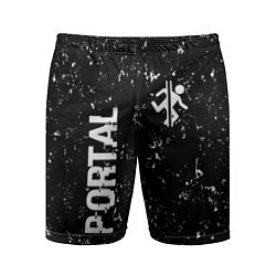 Мужские спортивные шорты Portal glitch на темном фоне вертикально