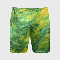 Шорты спортивные мужские Зелено желтая краска, цвет: 3D-принт