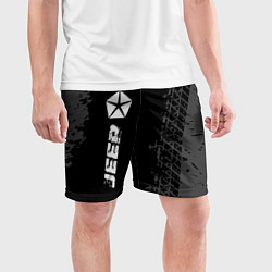 Шорты спортивные мужские Jeep speed на темном фоне со следами шин по-вертик, цвет: 3D-принт — фото 2