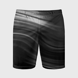 Шорты спортивные мужские Черно белый волнистый абстрактный узор, цвет: 3D-принт