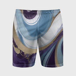 Шорты спортивные мужские Абстрактный волнистый узор фиолетовый с голубым, цвет: 3D-принт