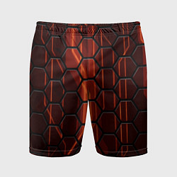 Шорты спортивные мужские Огненные шестигранники соты, цвет: 3D-принт