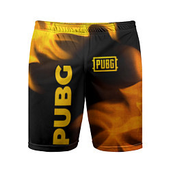 Шорты спортивные мужские PUBG - gold fire gradient, цвет: 3D-принт