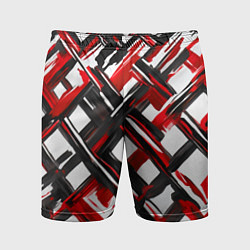 Шорты спортивные мужские Красные и чёрные мазки, цвет: 3D-принт