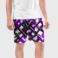 Шорты спортивные мужские Фиолетовые и чёрные мазки, цвет: 3D-принт — фото 2