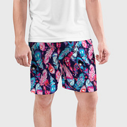 Шорты спортивные мужские Экзотические перья разноцветные, цвет: 3D-принт — фото 2