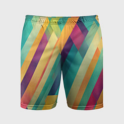 Шорты спортивные мужские Цветные диагональные полосы, цвет: 3D-принт