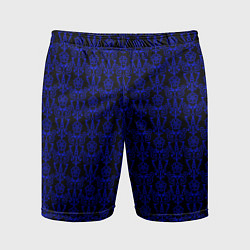 Шорты спортивные мужские Чёрно-синий узоры, цвет: 3D-принт