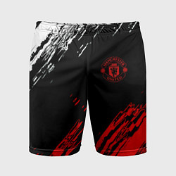 Шорты спортивные мужские ФК Манчестер Юнайтед спортивные краски, цвет: 3D-принт