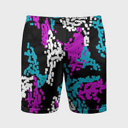 Шорты спортивные мужские Пиксельные узоры камуфляжа, цвет: 3D-принт