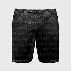Шорты спортивные мужские Чёрные текстуры соты, цвет: 3D-принт
