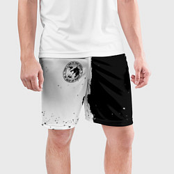 Шорты спортивные мужские Ведьмак лого черно белые, цвет: 3D-принт — фото 2
