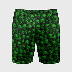 Шорты спортивные мужские Зеленые черепа, цвет: 3D-принт