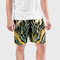 Шорты спортивные мужские Камень и жёлтый огонь, цвет: 3D-принт — фото 2