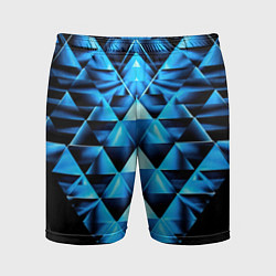 Шорты спортивные мужские Синие абстрактные ромбики, цвет: 3D-принт