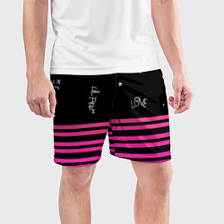 Шорты спортивные мужские Lil Peep розовые полосы, цвет: 3D-принт — фото 2